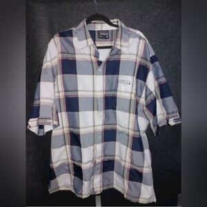 Southpole Men's Plaid Shirt White Blue Red yellow short‎ sleeve button down XL